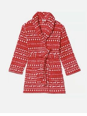 NWT PINK Victoria's Secret Red Fair Isle Fleece Robe